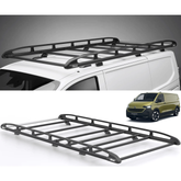 Rhino KammRack Black Aluminium Van Roof Rack - Volkswagen Transporter T7 2024 On SWB Low Roof (L1H1) Twin Rear Doors