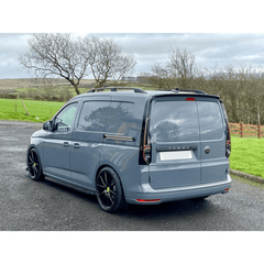 VW Caddy 2021 On SWB Trapeziod Side Bars in Gloss Black
