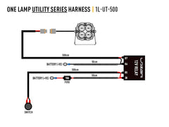 Lazer Lights - Wiring Kit - Single Lamp - With Switch - Utility Series