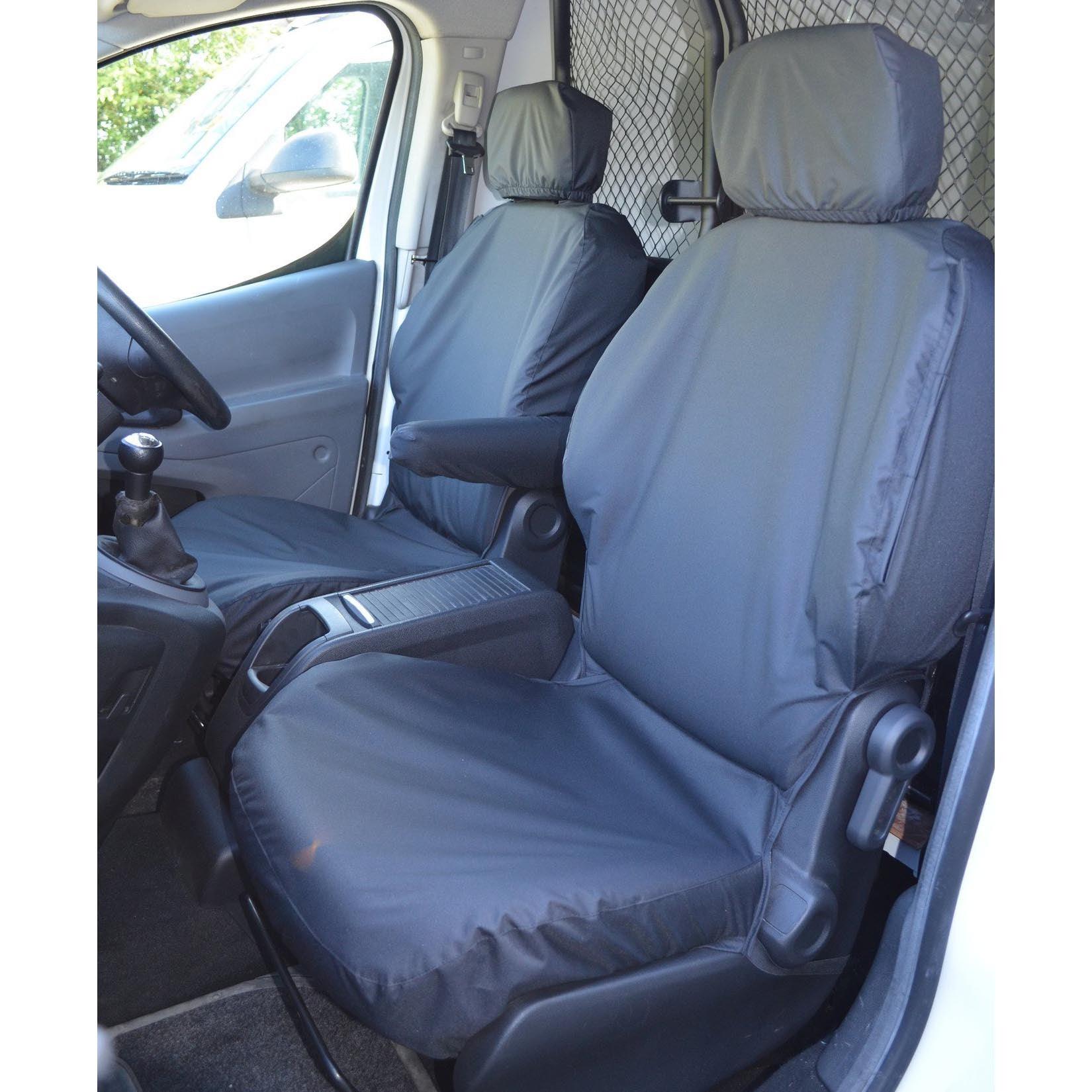 Citroen Berlingo - Peugeot Partner - 2008-2018 Front Seat Covers - Pair - Black