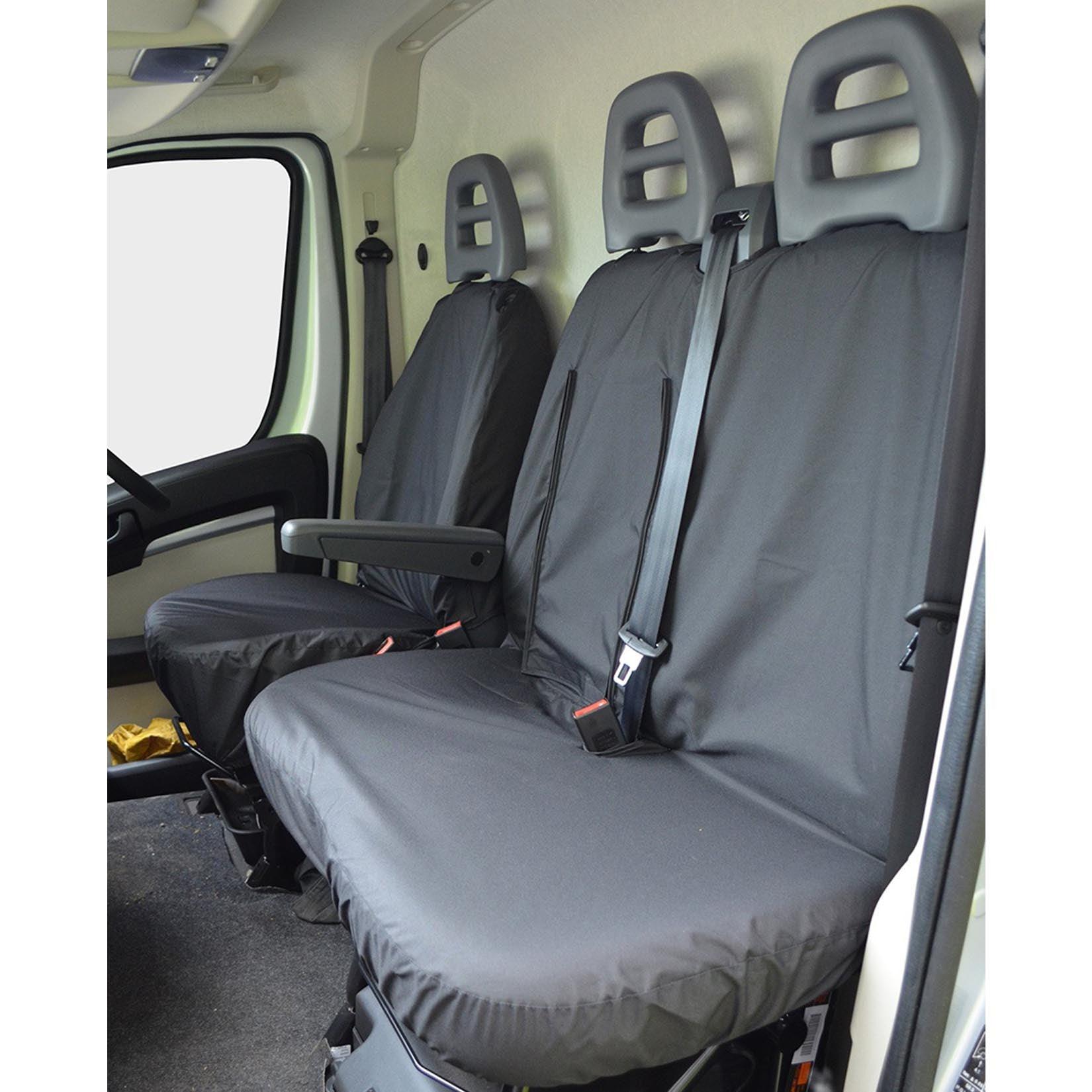 Fiat Ducato Van 2006 On Driver Seat And Double Passenger Seat Covers - Black