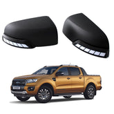 Ford Ranger 2012-2022 - Wing Mirror Covers Caps With Indicator Leds - Black - Pair