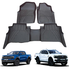 Ford Ranger & Raptor & Vw Amarok 2023 On - 3d Tailored Mud Mats - Black - Mudblock