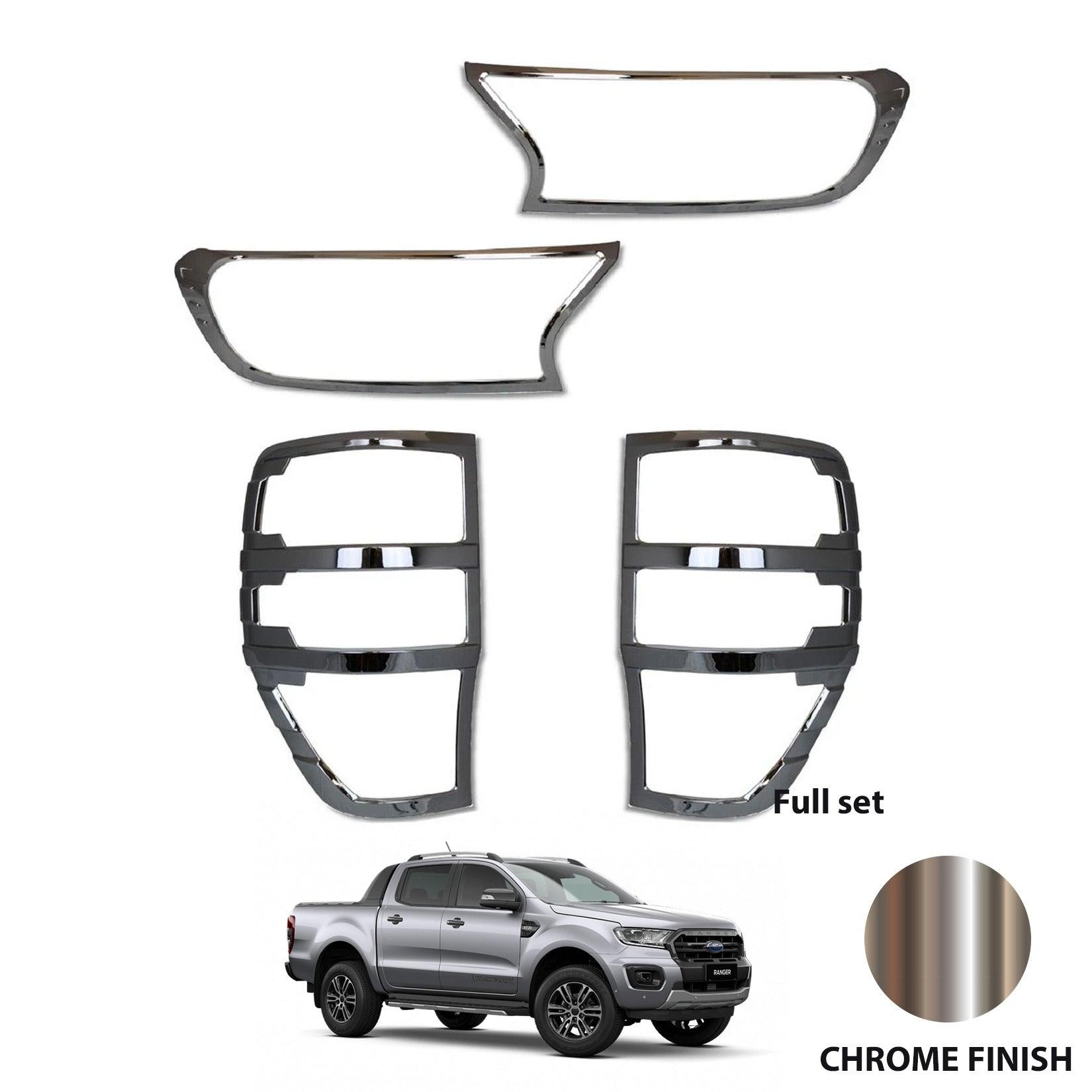 Ford Ranger T6 2016-2022- Stx Head Light And Tail Light Guards - Chrome