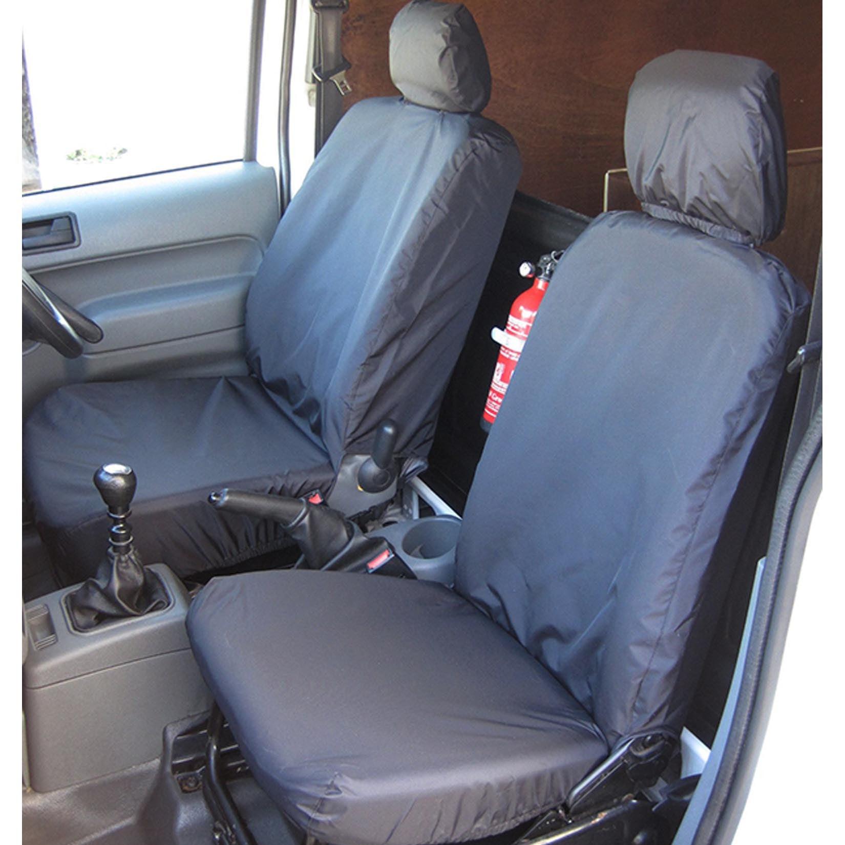 Ford Transit Connect 2002-2014 Driver Seat (With Armrest) And Passenger Seat Covers - Pair - Black