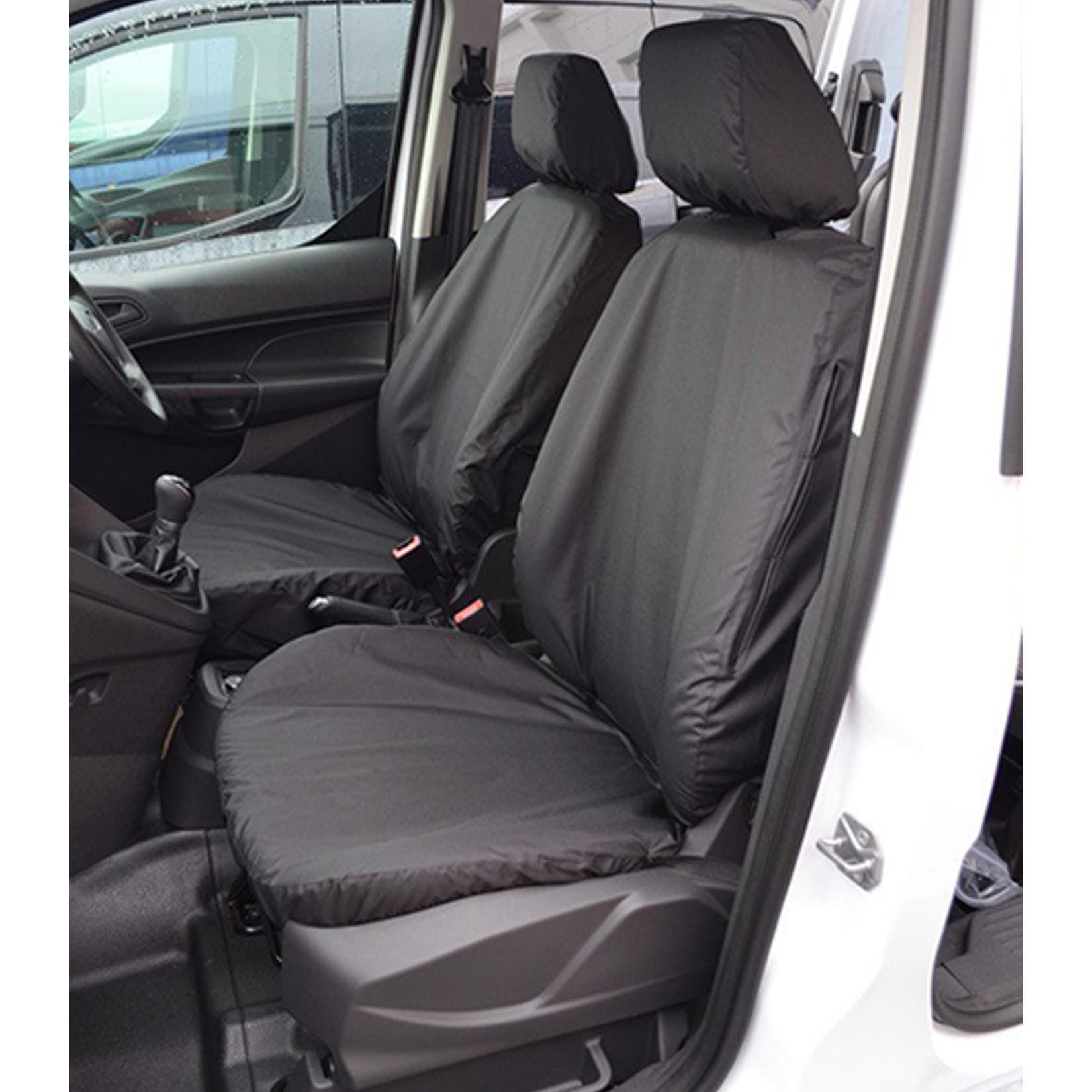 Ford Transit Connect 2014-2018 Driver And Single Passenger Seat Covers (With Armrest) - Pair - Black
