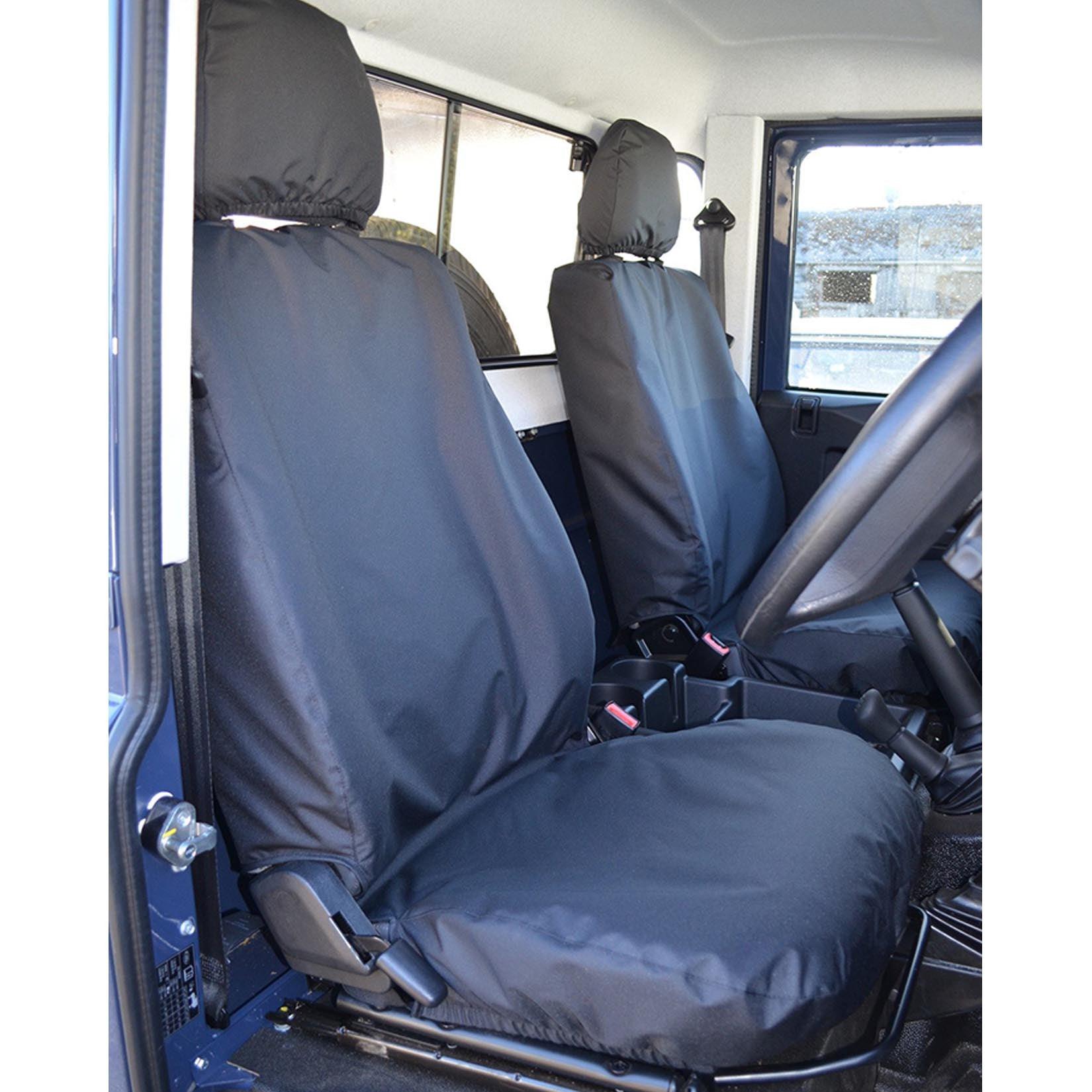Land Rover Defender 90 110 - 2007-2013 Driver And Front Single Passenger Seat Covers - Pair - Black