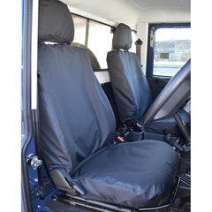 Land Rover Defender 90 110 - 2007-2013 Driver And Front Single Passenger Seat Covers - Pair - Black