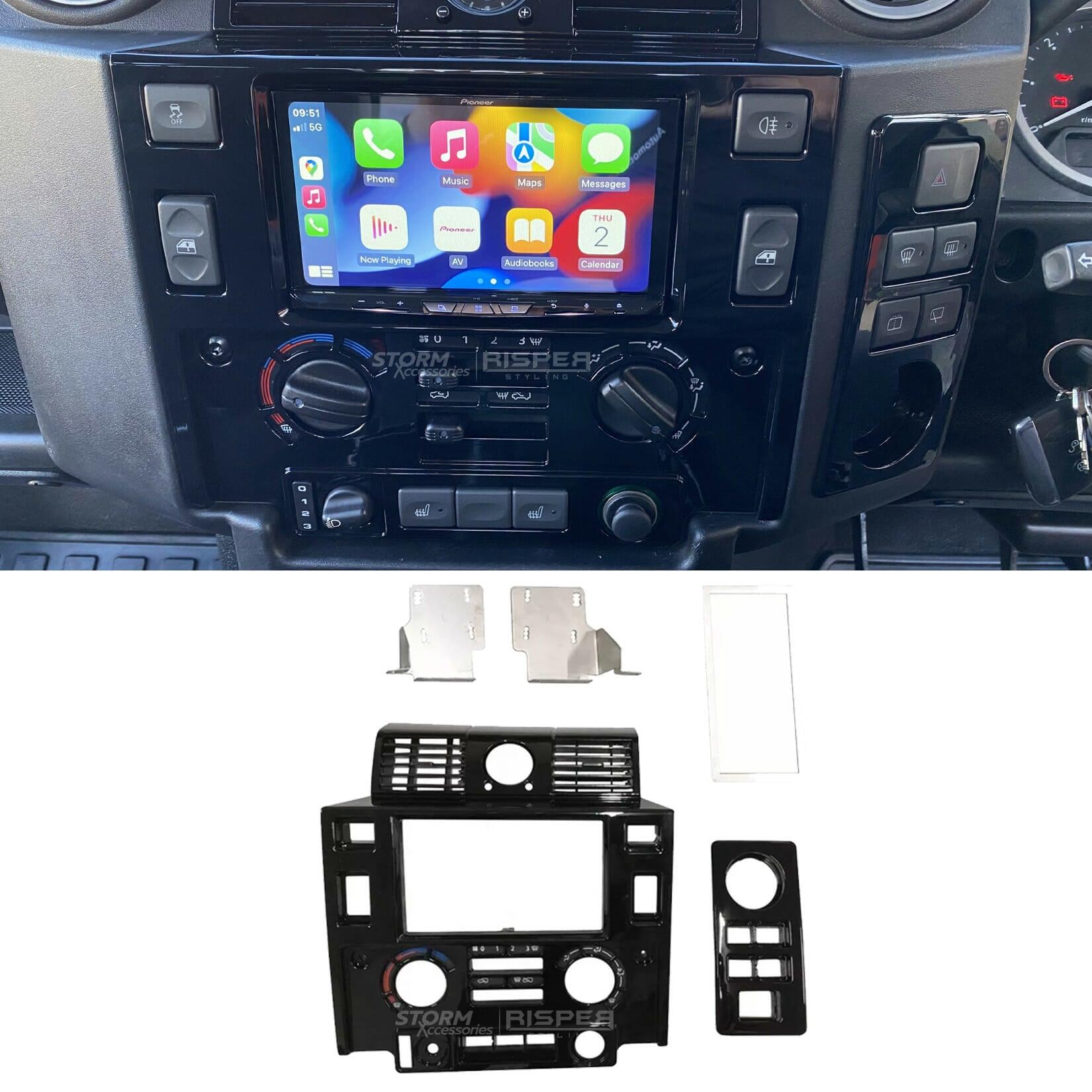 Landrover Defender 90 110 2008-2020 - Double Din Surround Facia Pannel Kit - Gloss Black