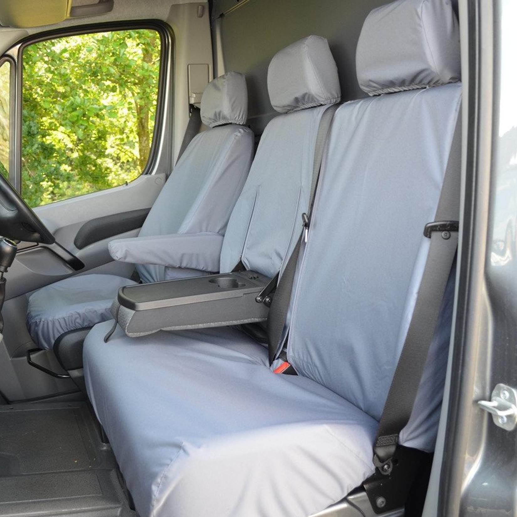 Mercedes Sprinter 2006-2009 Driver And Double Passenger Front Seat Covers (With Worktray) - Grey