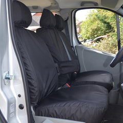 Nissan Primastar 2006-2014 Driver And Front Double Passenger Seat Covers (With Armrest) - Black