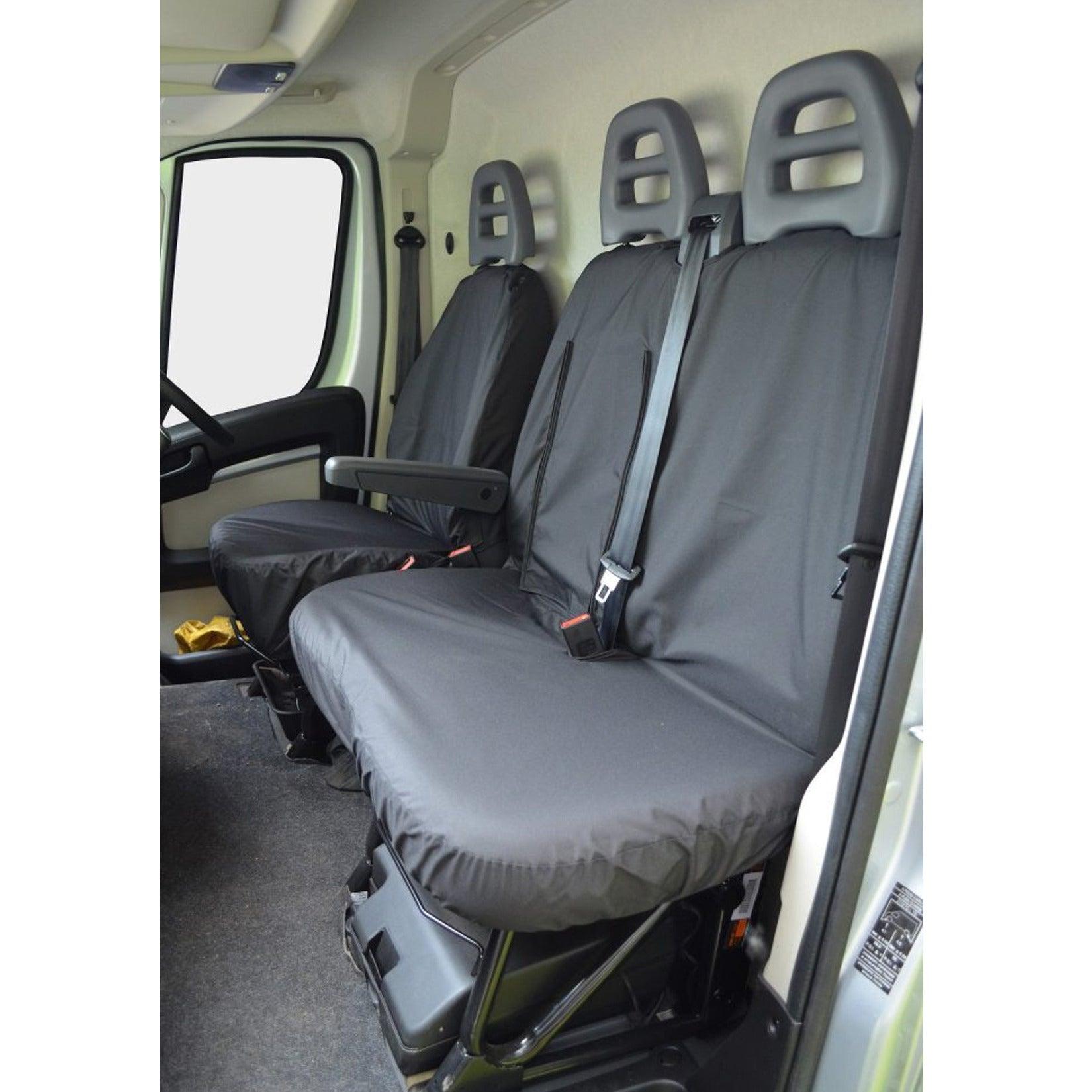 Peugeot Boxer Van 2006-2022 Driver And Double Passenger Front Seat Covers - Black