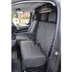 Peugeot Boxer Van 2016 On Driver And Double Front Passenger (No Worktray) Seat Covers - Black