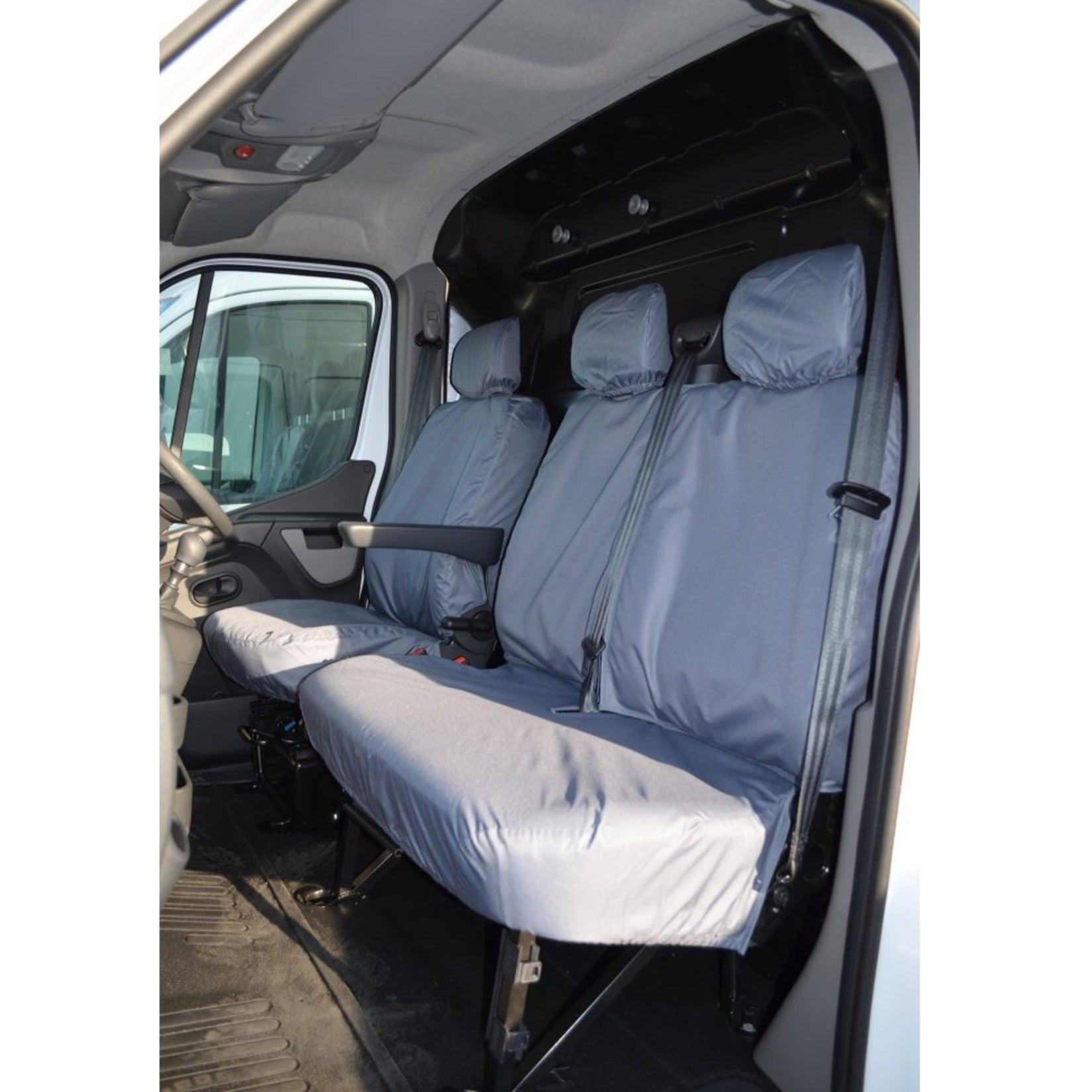 Renault Master Van 2010 On Driver And Fixed Front Double Passenger Seat Covers - Grey