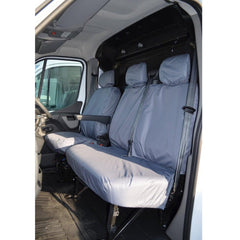 Renault Master Van 2010 On Driver And Fixed Front Double Passenger Seat Covers - Grey