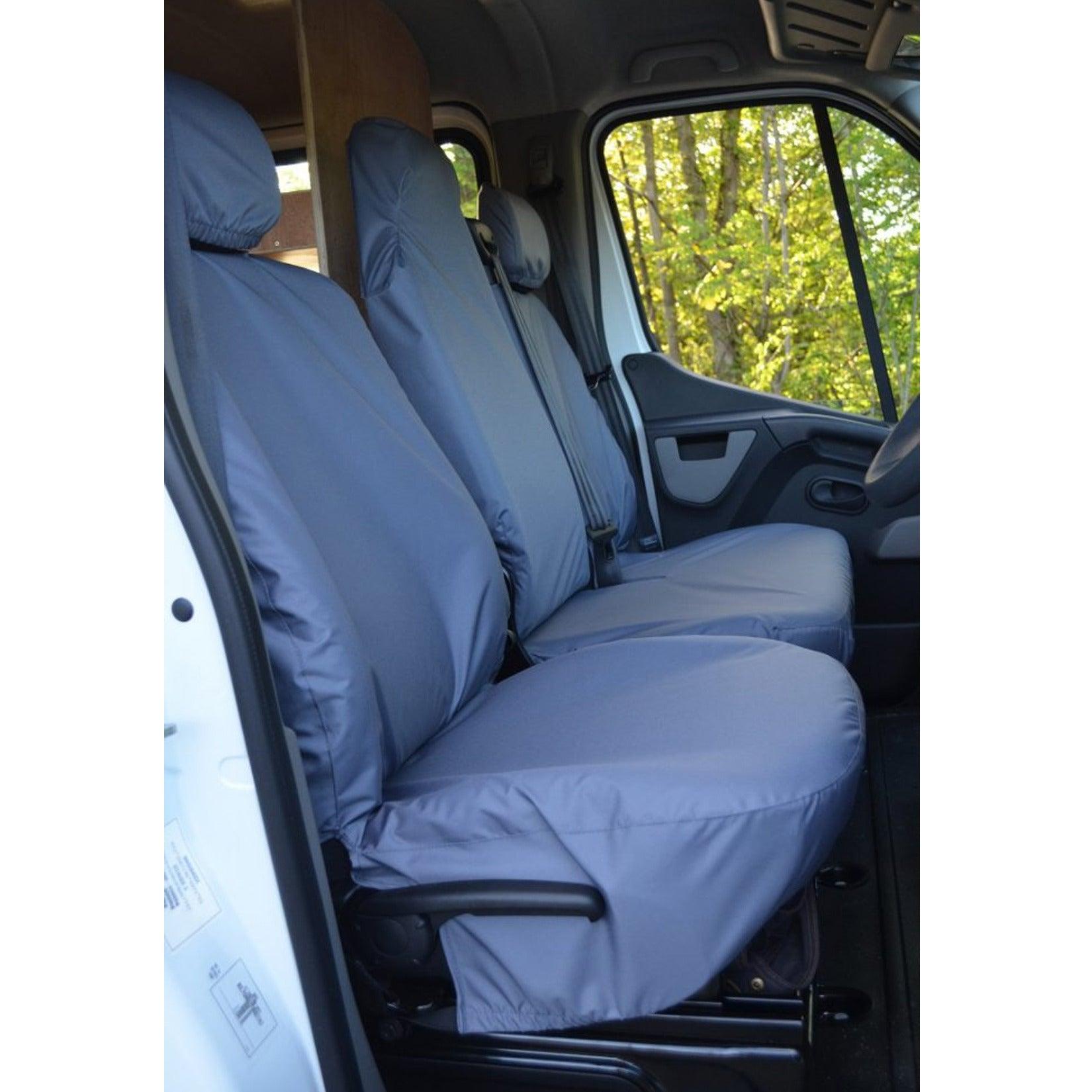 Renault Master Van 2010 On Driver And Folding Front Double Passenger Seat Covers - Grey