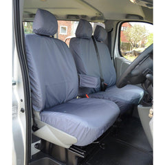 Renault Trafic 2006-2014 Driver (With Armrest) Double Passenger Seat Covers - Grey