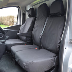 Renault Trafic 2014 On - Vauxhall Vivaro 2014-2019 - Tailored Front Folding Seats Seat Covers - Black