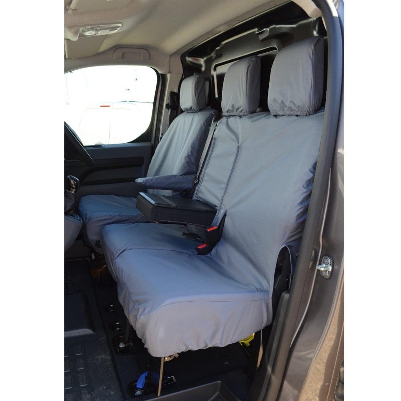 Toyota Proace 2016 On Driver And Front Double Passenger Seat Covers With Worktray - Grey