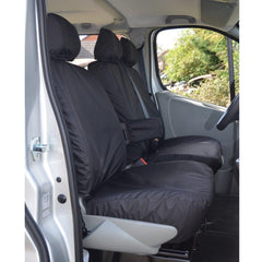 Vauxhall Vivaro 2006-2014 Driver And Front Double Passenger Seat Covers With Armrest - Black
