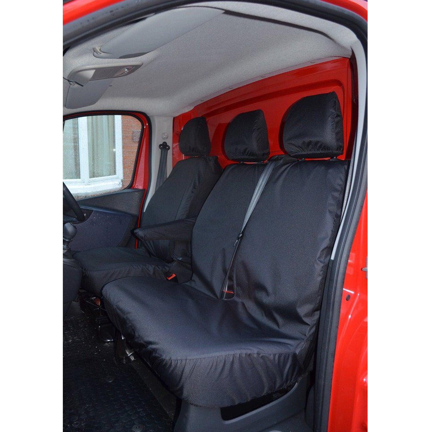 Vauxhall Vivaro 2014-2019 Crew Cab Sportive Driver And Front Double Passenger Seat Covers - Black