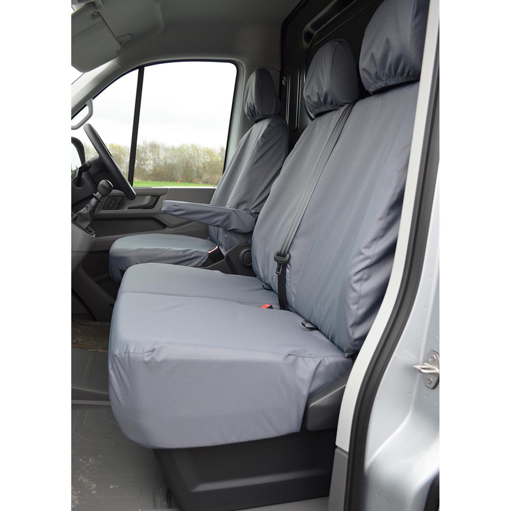 Volkswagen Crafter 2010-2017 Driver And Front Double Passenger With Worktray Seat Covers - Grey