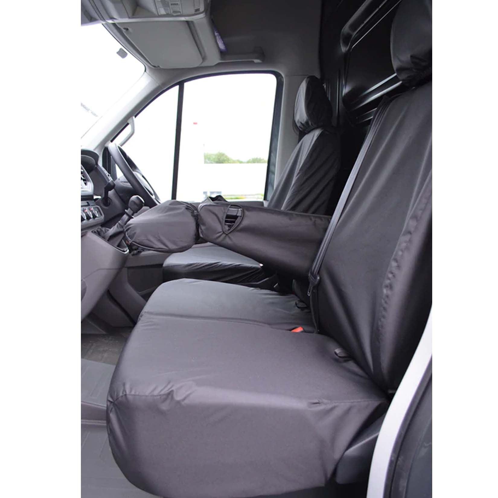 Volkswagen Crafter 2017 On Driver And Front Double Passenger Seat Covers - Folding - Black