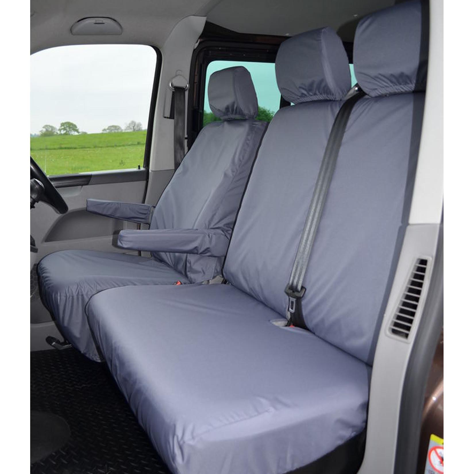 Vw Transporter T5 2003-2009 Front Driver And Double Passenger Seat Covers - Grey