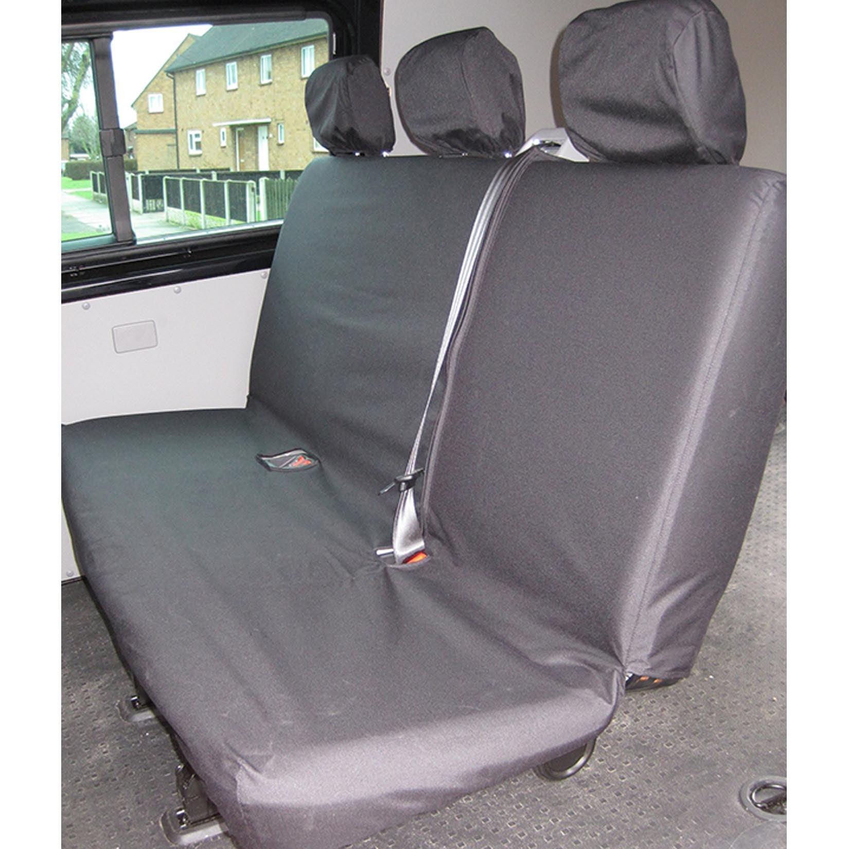Vw Transporter T5 T6 2010 - 2024 Rear 3-seater Bench Passenger Seat Covers - Black