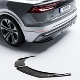 Audi Q8 S-line 2018 On Rear Bumper Corner Splitters In Gloss Black