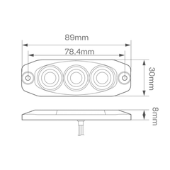 LED Autolamps 12/24V Low-Profile 3-LED Amber Warning Lamp