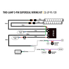 Lazer Lights Two-lamp Wiring Kit (3-pin, Superseal, 12v)