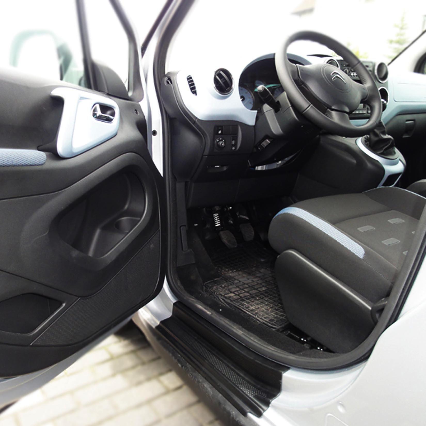 Citroen Berlingo - Peugeot Partner - 2008 - 2018 - Plastic Door Sill Covers - 2pc Set - Black