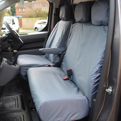Citroen Dispatch Van 2016 On Driver's Seat And Non-folding Double Passenger (No Work Tray, Non-split Base) Seat Covers - Grey