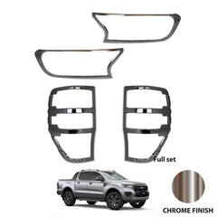 Ford Ranger T6 2016-2022- Stx Head Light And Tail Light Guards - Chrome