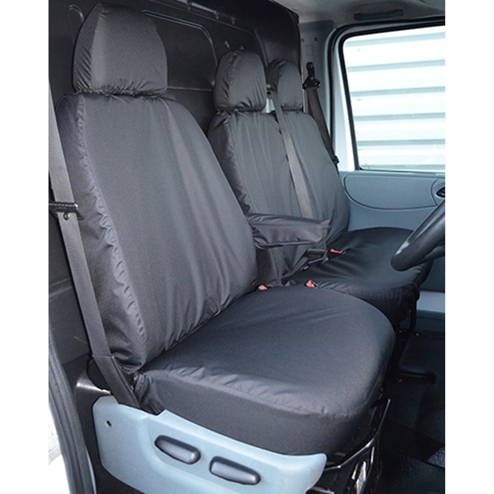 Ford Transit 2000-2013 Driver And Front Double Passenger Seat Covers - Black