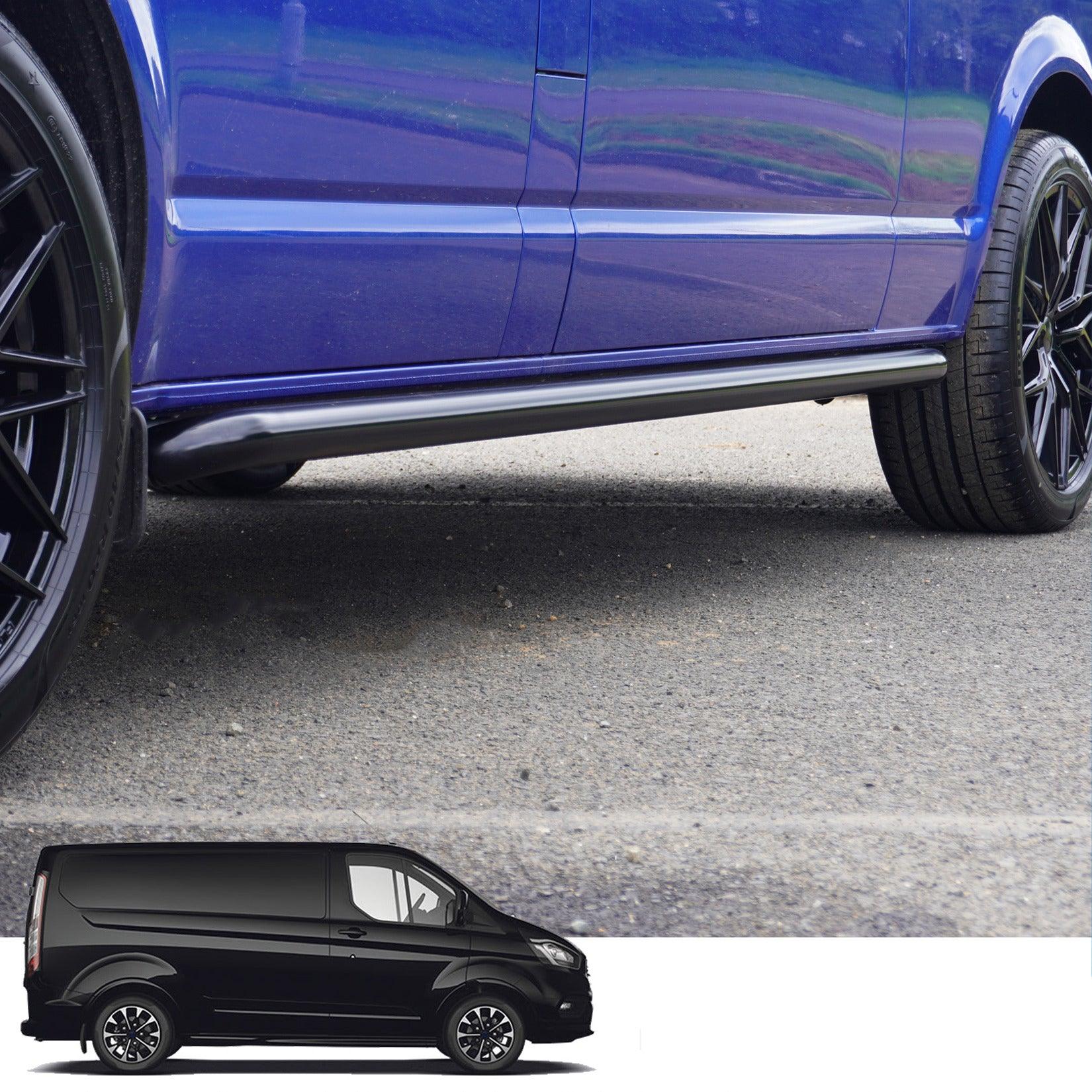 Ford Transit Custom Lwb 2012-2017 2.4 Inch Gloss Black Oe Style Sportline Side Bars - Pair -