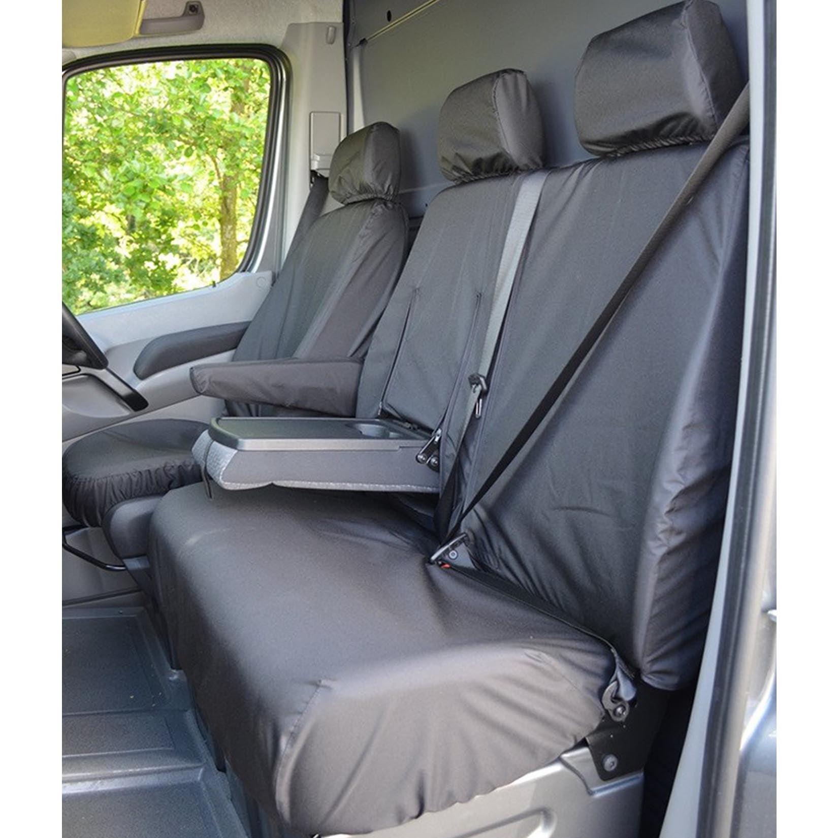 Mercedes Sprinter 2006-2009 Driver And Front Double Passenger Seat Covers (With Worktray) - Black