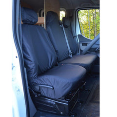 Renault Master Van 2010 On Driver And Folding Front Double Passenger Seat Covers - Black