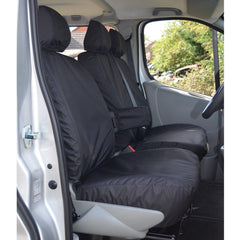 Renault Trafic 2001-2006 Driver (With Armrest) And Front Double Passenger Seat Covers - Black