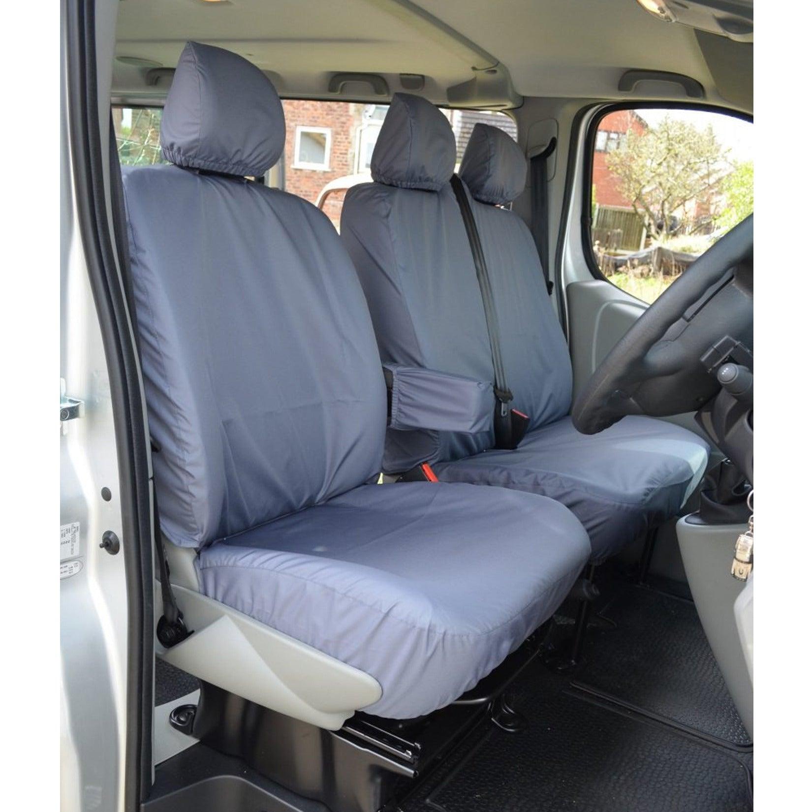 Renault Trafic 2006-2014 Driver (With Armrest) Double Passenger Seat Covers - Grey