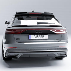 Audi Q8 S-line 2018 On Rear Bumper Corner Splitters In Gloss Black